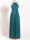 Teal Backless Straps Ruching Dama Dress for Quinceanera Chiffon Sleeveless