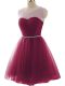 Designer Sleeveless Mini Length Beading and Ruffles Lace Up Prom Gown with Burgundy Designer Sleeveless Mini Length Beading and Ruffles Lace Up Prom Gown with Burgundy