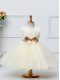 Sleeveless Knee Length Lace and Bowknot Zipper Little Girl Pageant Dress with Champagne