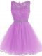 Scoop Sleeveless Lace Up Homecoming Dress Lilac Tulle