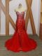 High Class Red Homecoming Dress Prom and Party and Military Ball with Beading Sweetheart Sleeveless Zipper