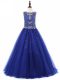 Excellent Floor Length A-line Sleeveless Royal Blue Little Girl Pageant Gowns Lace Up