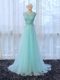 Traditional Apple Green Sleeveless Lace and Bowknot Zipper Quinceanera Court of Honor Dress