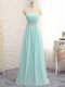 Apple Green Chiffon Zipper Strapless Sleeveless Floor Length Quinceanera Dama Dress Appliques and Ruching