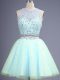 Admirable Beading Quinceanera Dama Dress Light Blue Zipper Sleeveless Knee Length