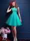Turquoise Sleeveless Knee Length Beading and Lace Lace Up Quinceanera Court of Honor Dress