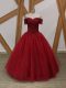 On Sale Floor Length Ball Gowns Sleeveless Wine Red Prom Evening Gown Lace Up