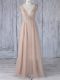Peach V-neck Zipper Lace Quinceanera Dama Dress Sleeveless Peach V-neck Zipper Lace Quinceanera Dama Dress Sleeveless