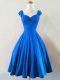 Ruching Quinceanera Court Dresses Blue Lace Up Sleeveless Knee Length