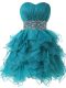 Fashionable Organza Sleeveless Prom Dresses and Beading and Ruffles and Ruching