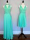 Super Sleeveless Chiffon Floor Length Lace Up Court Dresses for Sweet 16 in Turquoise with Ruching