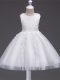 Knee Length White Flower Girl Dresses Scoop Sleeveless Zipper