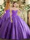 Gorgeous Lavender Quinceanera Gowns Military Ball and Sweet 16 and Quinceanera with Appliques and Embroidery Sweetheart Sleeveless Lace Up
