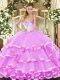 Chic Sweetheart Sleeveless Lace Up Ball Gown Prom Dress Lilac Organza