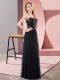 Black Lace Up Sequins Sleeveless Floor Length