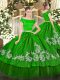 Beautiful Embroidery Sweet 16 Quinceanera Dress Green Zipper Short Sleeves Floor Length