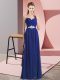 Chiffon Sweetheart Sleeveless Lace Up Beading Prom Gown in Blue Chiffon Sweetheart Sleeveless Lace Up Beading Prom Gown in Blue