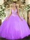 Fancy Sleeveless Lace Up Floor Length Beading Sweet 16 Dress