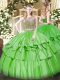 Sophisticated Floor Length Lace Up Quinceanera Dresses for Military Ball and Sweet 16 and Quinceanera with Beading and Ruffled Layers