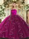 Stylish Floor Length Fuchsia Sweet 16 Quinceanera Dress Strapless Sleeveless Lace Up