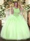 Comfortable Floor Length Zipper Quince Ball Gowns Yellow Green for Military Ball and Sweet 16 and Quinceanera with Beading