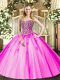 Sweetheart Sleeveless Quinceanera Dresses Floor Length Beading and Appliques Lilac Tulle
