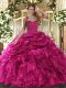Great Organza Sleeveless Floor Length Quinceanera Dress and Ruffles and Pick Ups