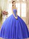 Perfect Blue Quinceanera Gowns Military Ball and Sweet 16 and Quinceanera with Beading Sweetheart Sleeveless Lace Up