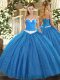 Beautiful Sweetheart Sleeveless Tulle 15th Birthday Dress Appliques Lace Up
