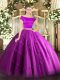 Floor Length Zipper Quinceanera Dresses Fuchsia for Military Ball and Sweet 16 and Quinceanera with Appliques