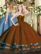 Glittering Ball Gowns Quinceanera Gown Brown Sweetheart Tulle Sleeveless Floor Length Zipper