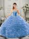 Super Light Blue Organza Lace Up Sweetheart Sleeveless Quinceanera Gowns Court Train Beading and Ruffles Super Light Blue Organza Lace Up Sweetheart Sleeveless Quinceanera Gowns Court Train Beading and Ruffles