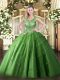 Suitable Beading and Appliques Quince Ball Gowns Green Lace Up Sleeveless Floor Length  Suitable Beading and Appliques Quince Ball Gowns Green Lace Up Sleeveless Floor Length