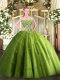 Dramatic Olive Green Sweetheart Lace Up Beading and Appliques Quinceanera Dresses Sleeveless