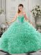 Sleeveless Court Train Beading and Ruffles Lace Up 15th Birthday Dress