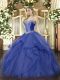 Luxury Ball Gowns 15 Quinceanera Dress Blue Sweetheart Tulle Sleeveless Floor Length Lace Up