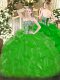 Attractive Green Lace Up Vestidos de Quinceanera Beading and Ruffles Sleeveless Floor Length