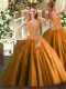 Dramatic Orange Sleeveless Floor Length Beading Lace Up Sweet 16 Quinceanera Dress