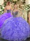 Ball Gowns Quinceanera Dresses Lavender Sweetheart Organza Sleeveless Floor Length Lace Up