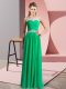 Green Chiffon Clasp Handle Evening Dress Sleeveless Floor Length Beading