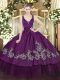 Trendy Purple Zipper 15 Quinceanera Dress Beading and Embroidery Sleeveless Floor Length