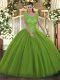 Scoop Sleeveless Backless Quinceanera Dresses Tulle
