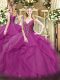 Admirable Floor Length Lilac Quinceanera Dresses V-neck Sleeveless Lace Up