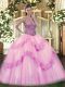Sleeveless Beading and Appliques and Ruffles Lace Up Vestidos de Quinceanera