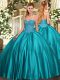 High Quality Sweetheart Sleeveless Satin 15th Birthday Dress Beading Lace Up
