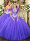 Custom Fit Lavender Sweetheart Neckline Beading Vestidos de Quinceanera Sleeveless Lace Up