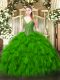 Wonderful Beading and Ruffles Ball Gown Prom Dress Lace Up Sleeveless Floor Length