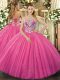 Gorgeous Floor Length Lace Up Quinceanera Dresses Hot Pink for Military Ball and Sweet 16 and Quinceanera with Beading Gorgeous Floor Length Lace Up Quinceanera Dresses Hot Pink for Military Ball and Sweet 16 and Quinceanera with Beading