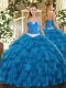 Pretty Sleeveless Appliques and Ruffles Lace Up Sweet 16 Dress  Pretty Sleeveless Appliques and Ruffles Lace Up Sweet 16 Dress
