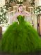High Quality Green Quinceanera Dress Military Ball and Sweet 16 and Quinceanera with Ruffles Sweetheart Sleeveless Zipper